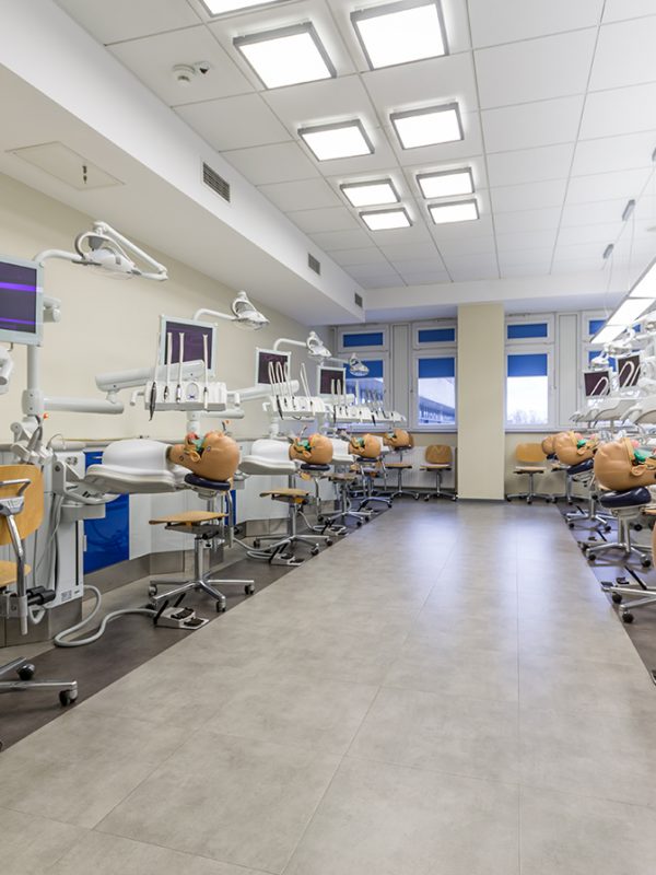 Modern exercise room for medical students with necessary equipment